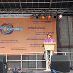Rebekka Rammé, Vorsitzende des Frankfurter Jugendrings, eröffnete das Finale mit ihrer Rede.